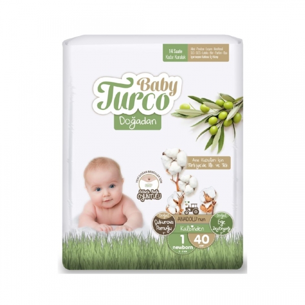 Baby Turco Newborn 1 Beden Bebek Bezi̇ 40 Adet