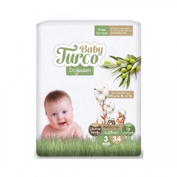 Baby Turco Mi̇di̇ 3 Beden Bebek Bezi̇ 34 Adet