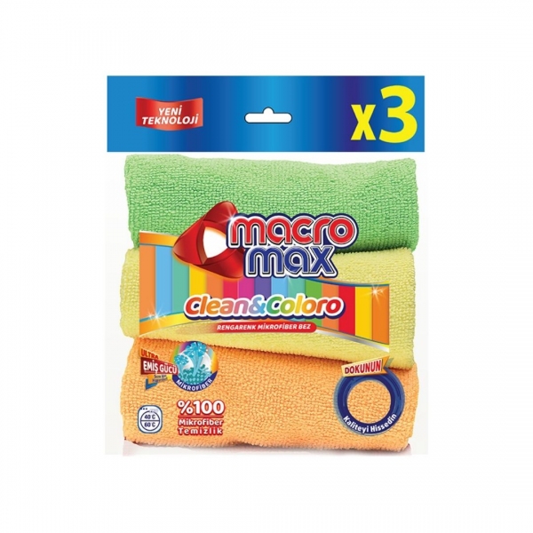 Macromax Clean&Coloro Mikrofiber Bez 3'lü 