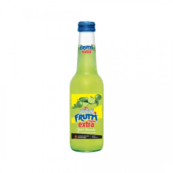 Uludağ Frutti Extra Green Lemon Natural Rich Mineral Carbonated Drink 250 ml Glass Bottle 