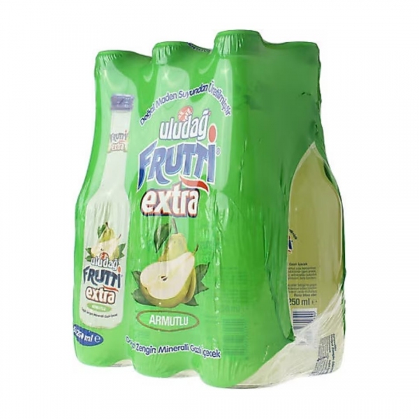 Uludağ Frutti Extra Pear Natural Rich Mineral Carbonated Drink 6X250 ml Multi Pack