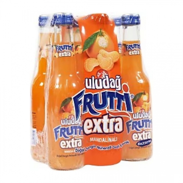 Uludağ Frutti Extra Mandarin Natural Rich Mineral Carbonated Drink 6X250 ml Multi Pack