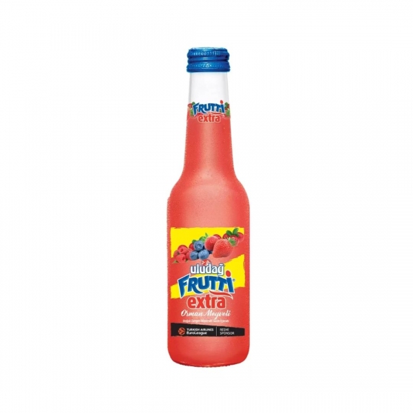 Uludağ Frutti Extra Forest Fruity Natural Rich Mineral Carbonated Drink 250 ml Glass Bottle 
