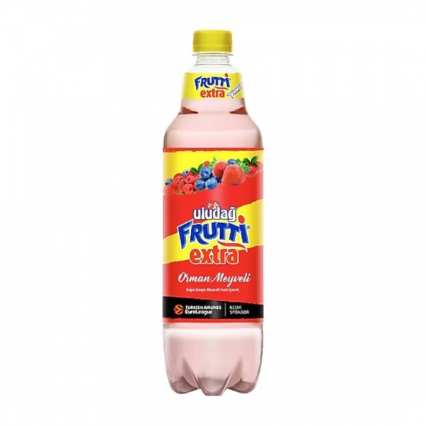 Uludağ Frutti Extra Forest Fruity Natural Rich Mineral Carbonated Drink 1 Liter Pet Bottle