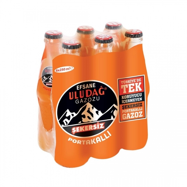 Legendary Uludağ Gazozu Orange Sugar Free 6x250 ml Multi-Pack