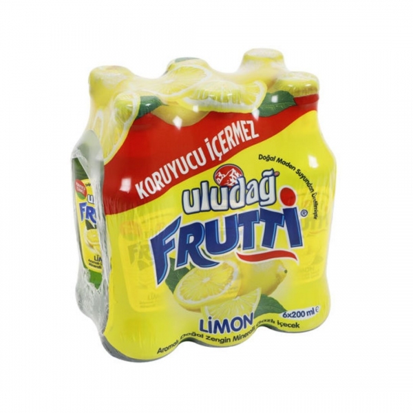 Uludağ Frutti Limon Aromalı 6x200 ml Çoklu Paket