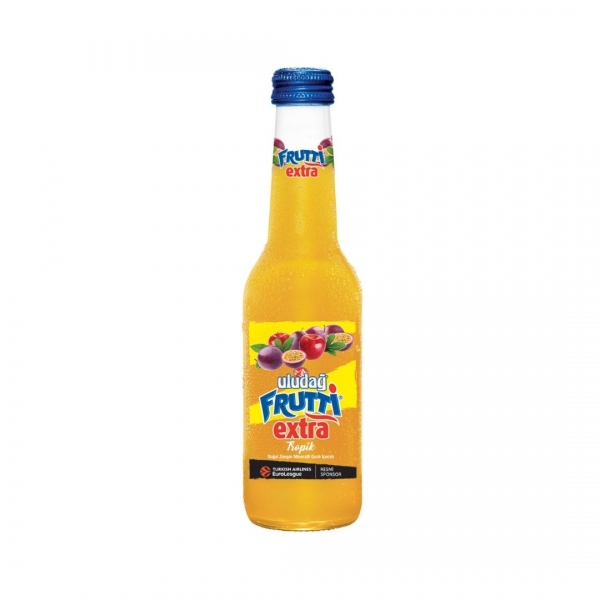 Uludağ Frutti Extra Tropik Doğal Zengin Mineralli Gazlı İçecek 250 ml Cam Şişe 