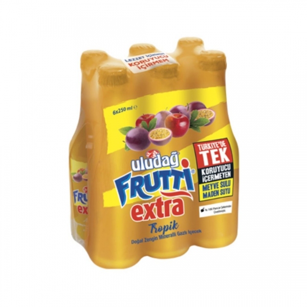 Uludağ Frutti Extra Tropik Doğal Zengin Mineralli Gazlı İçecek 6X250 ml Çoklu Paket